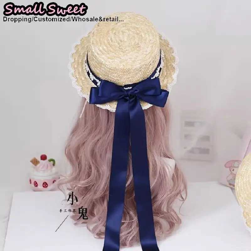 Small Sweet Store Lolita Straw Hat Lolita Princess Lace Bow Ribbon Straw Hat Women Girls Summer Straw Hats Beach Sun Hat H260317 - view 5