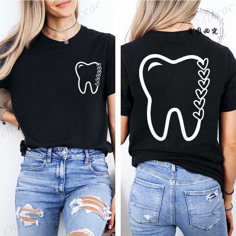Women Dental Graphic T Shirt Clothes Funny Letter Print T-Shirts Short Sleeve Tee Shirts Summer Fashion Female T-Shirts Clothing M260317