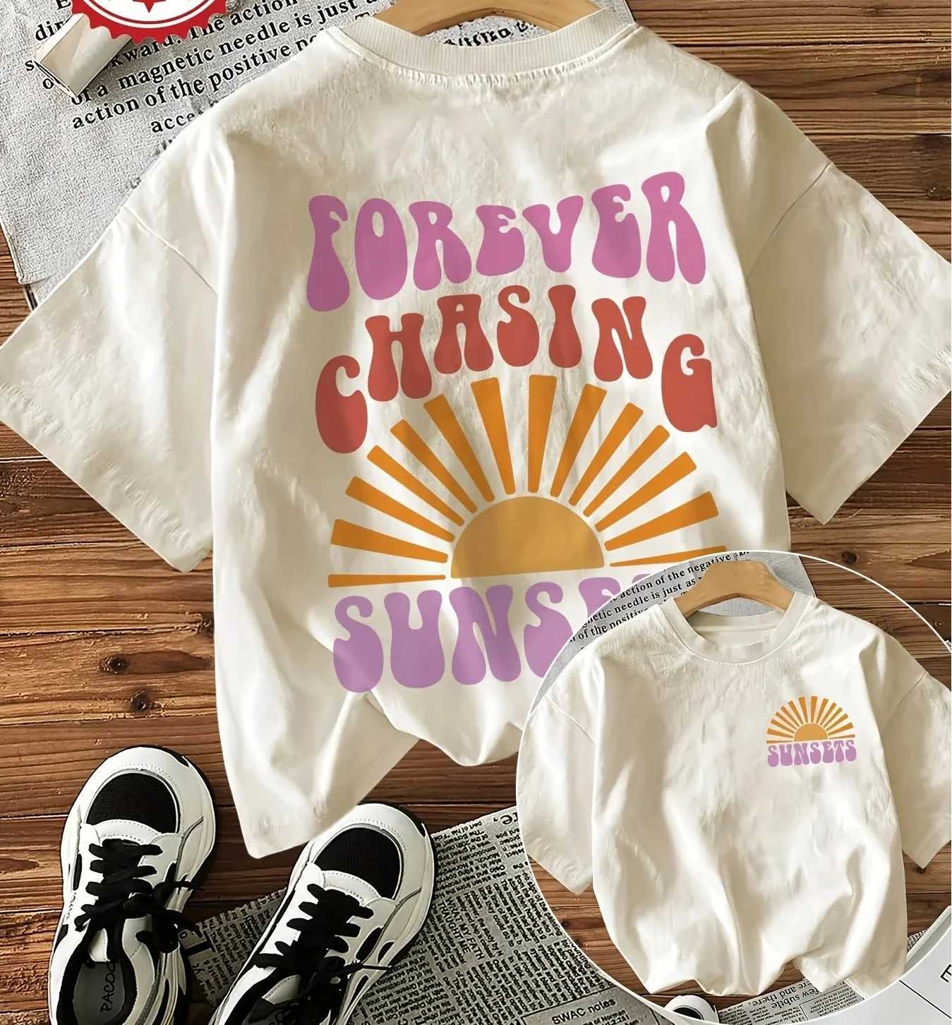 Forever Chasing Sunsets Printed T-Shirts Female Funny T Shirts Korean Fashion Graphic Casual Summer Tops Women Clothing M260317