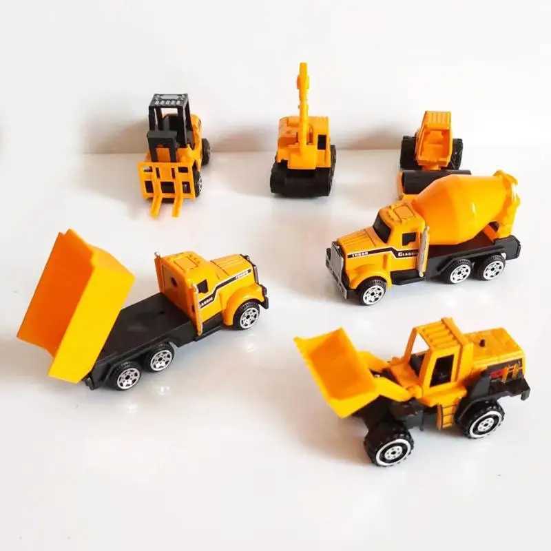 6pcs/set Educational Toys Alloy Plastic Engineering Truck Car Construction Model Vehicle Loader Tractor Excavator For Kid Gifts D260317