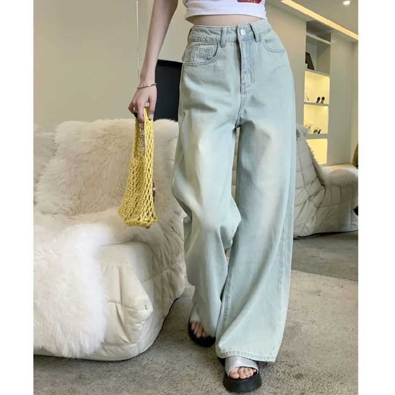 2025 Female Retro Designer High Waist Jeans Women Solid Casual Denim Trousers s Classic Fashion Wide Leg Pants M260317