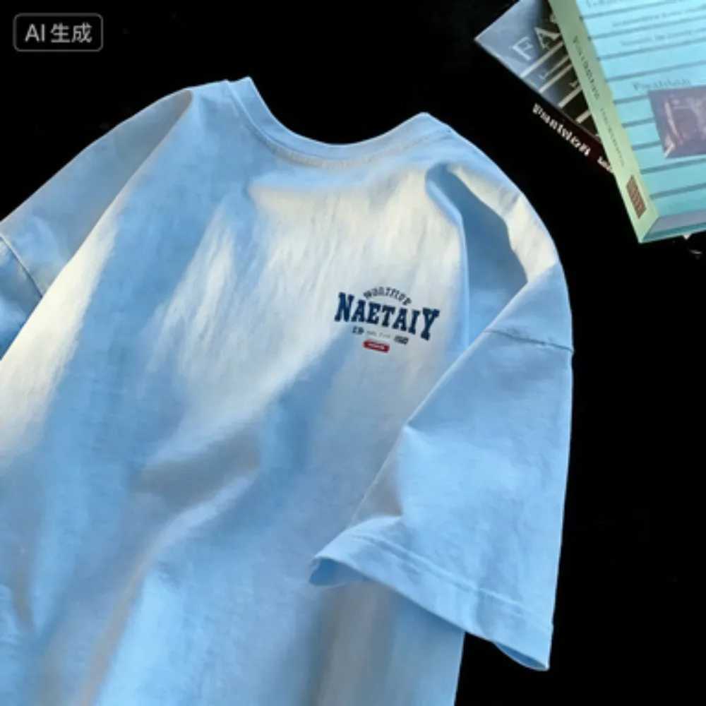 Men Summer Letter Pattern T-shirt Trendy and Fashionable Style 100 Cotton Loose and Casual Fit Suitable for Both Men and Women M260317