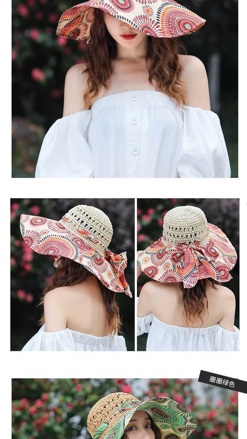 New style womens straw hat sun protection wide brim Korean style perfect for beach and seaside outings perfect for sun pro H260317 - view 5