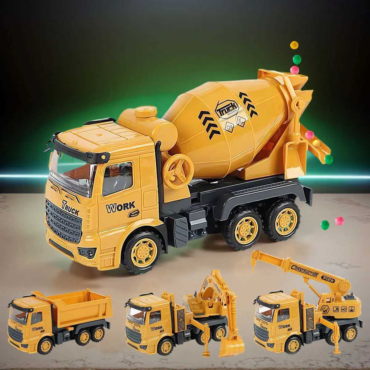 1 PCS Engineering Vehicle Toy for Children Inertial Model Play Plastic Car Kid Mixer Truck Crane Bulldozer Excavator Boy Gift D260317