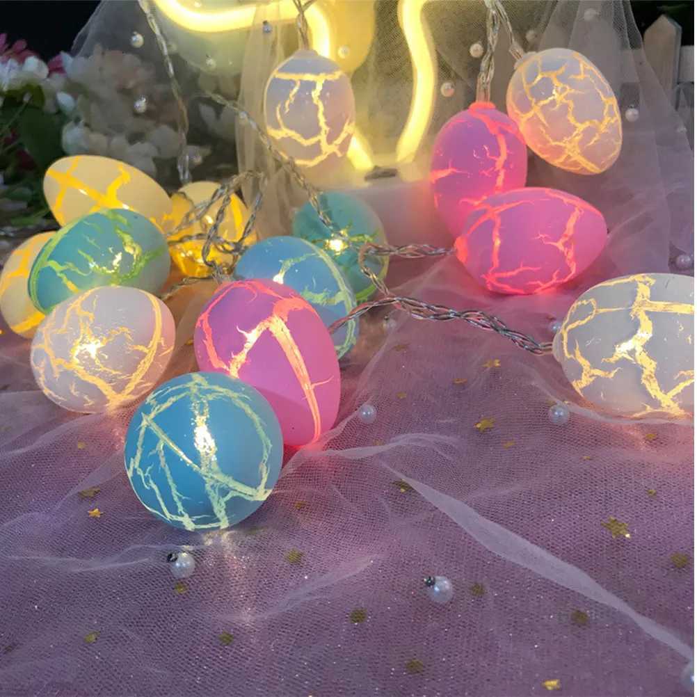 Egg String Lights PVC Decorative LED for Easter Party Backdrop Decoration Creative Fun H260316