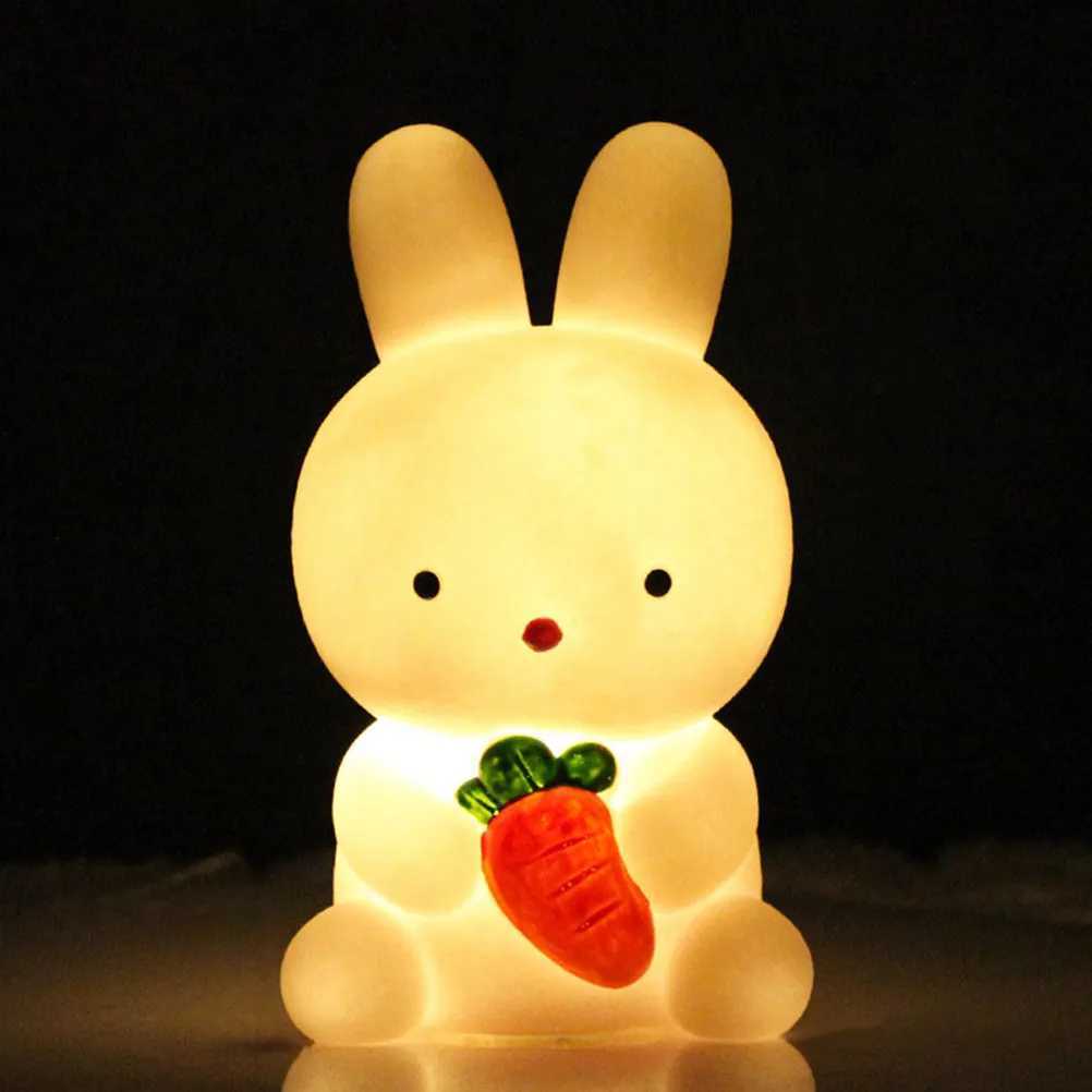 2Pcs Cartoon Rabbit Kids Night Light LED Nursery Bedroom Nightlight Toddler Bedside Lamp Warm Ambient Light Decorative H260316