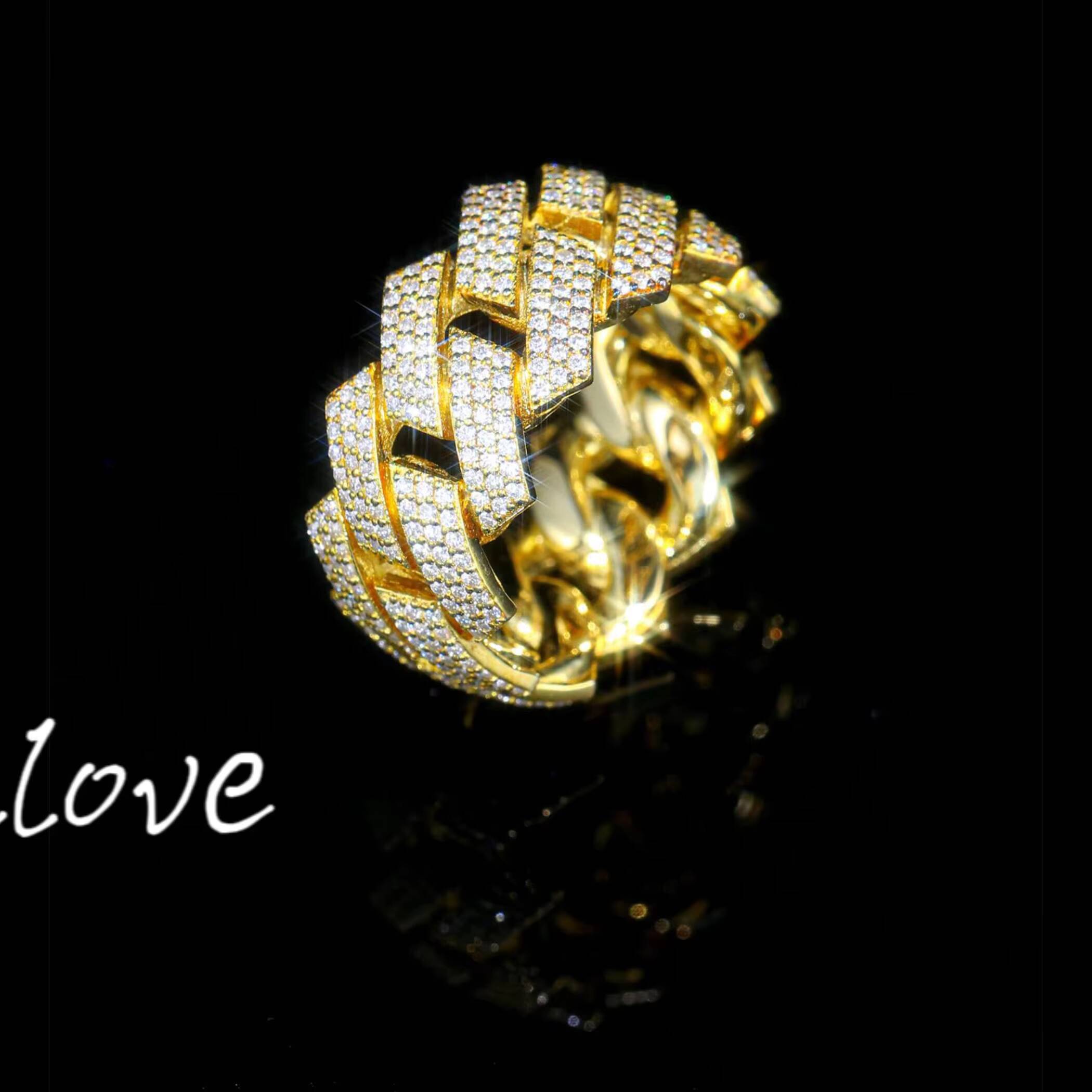 Custom Mens Ring 9K-24K Gold Luxury IGI Certified Lab-Grown Diamond Hip-Hop Style Jewellery for Weddings and Parties
