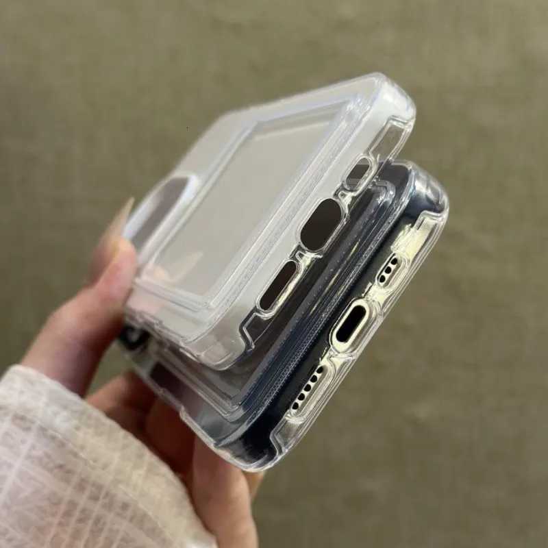 Luxury Clear Card Slot Holder Phone Case for iPhone 16 15 14 11 13 12 Pro Max Wallet 2 in1 Soft Protector Shockproof Candy Cover C260314