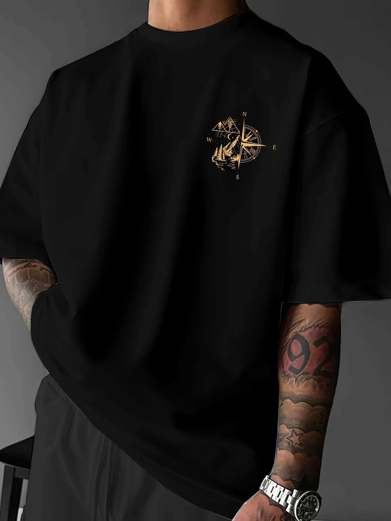 New Summer Geometric and Hill Pattern Men T-shirt Street Style Suitable for Daily Casual Wear Loose Fit 100 Cotton Material M260317