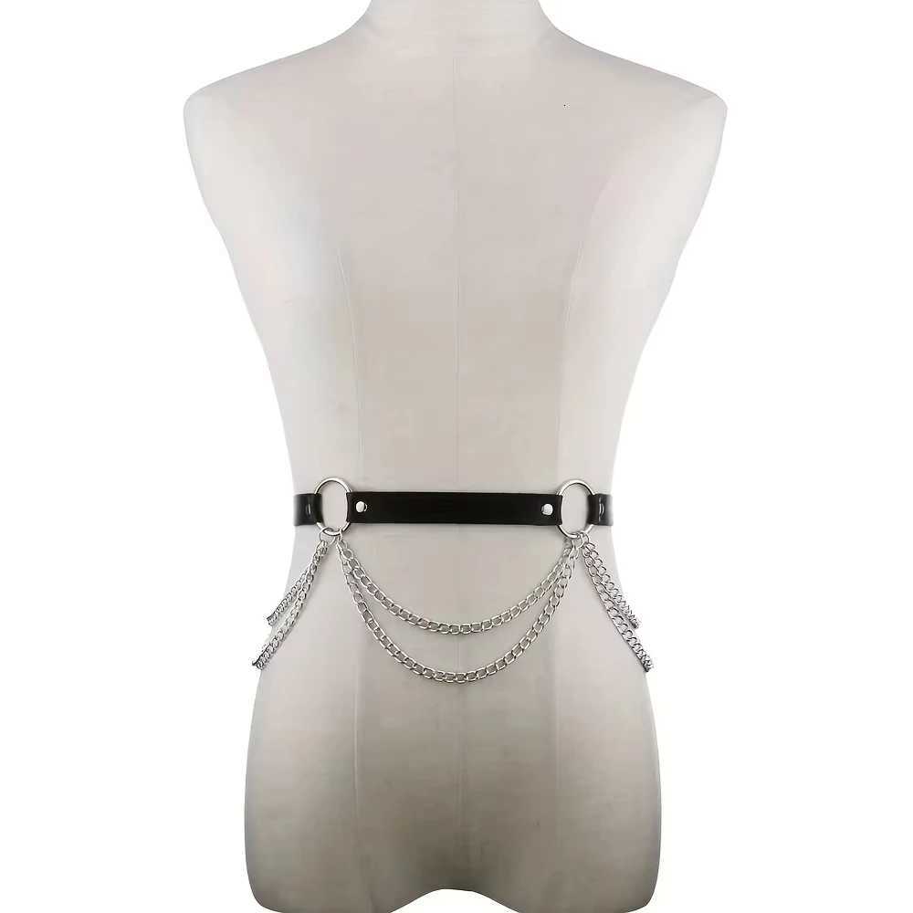 Retro Pu Leather Black Sexy Body Chain Belt - Adjustable Waist Belt - Suitable For Daily Vacation Parties H260316 - view 6
