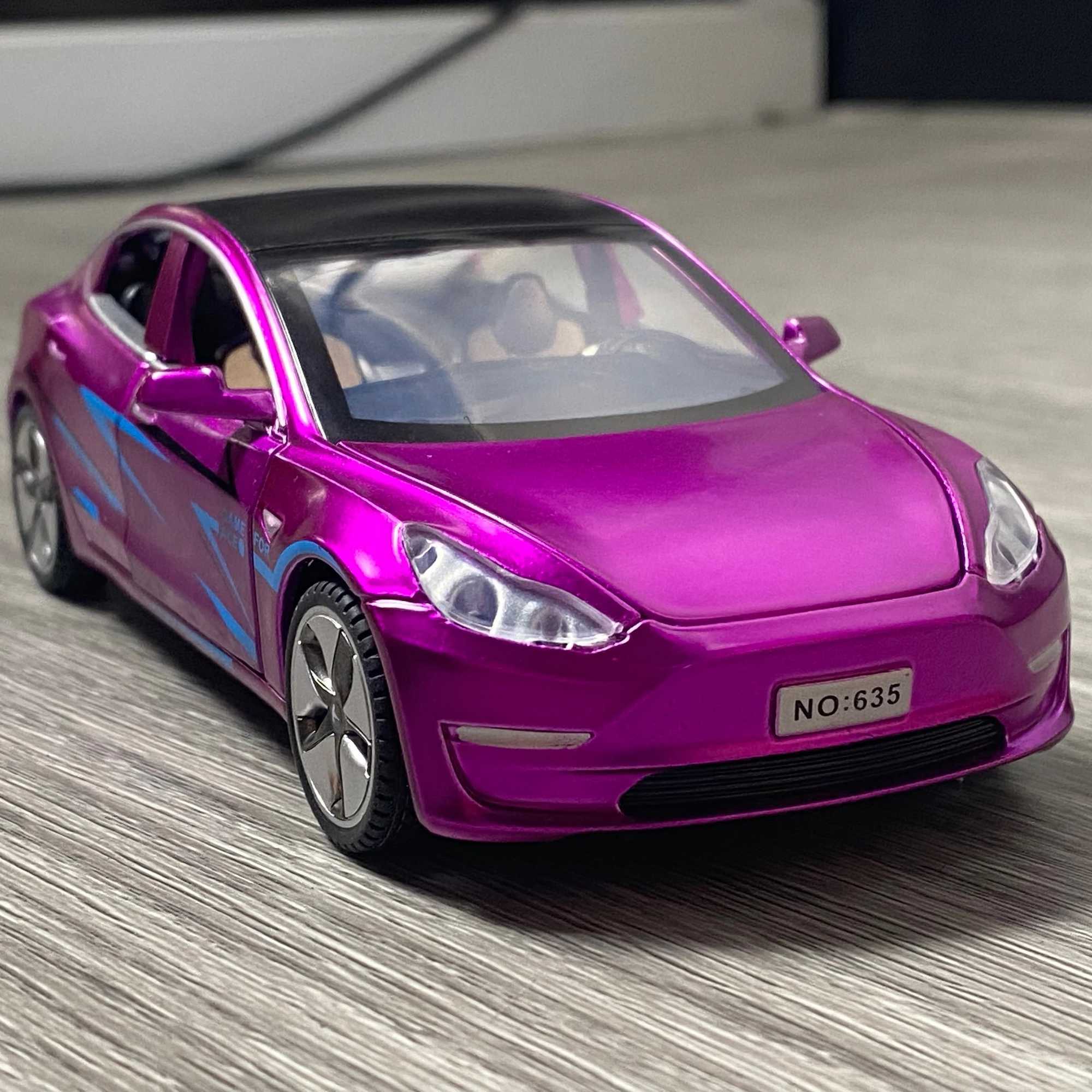 132 Model 3 New Energy Electric Vehicl Alloy Model Car Toy Diecasts Metal Casting Sound And Light Car Toys For Children Vehicle D260317