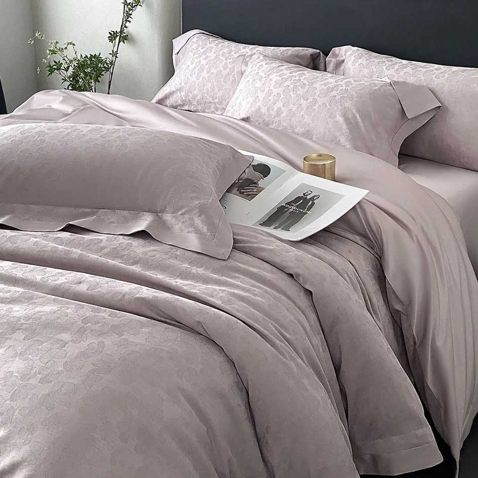 4PCS Elegant Premium Bedding Set 100s Sateen Jacquard Australian Euro Pure Cotton Sheet and Duvet Cover Set Queen King Size D260317