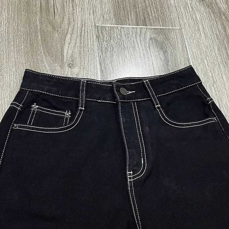 Hot Sale Classic Black s Straight Leg Jeans Female Retro High Waist Denim Trousers Lady Fashion Solid Baggy Pants M260317