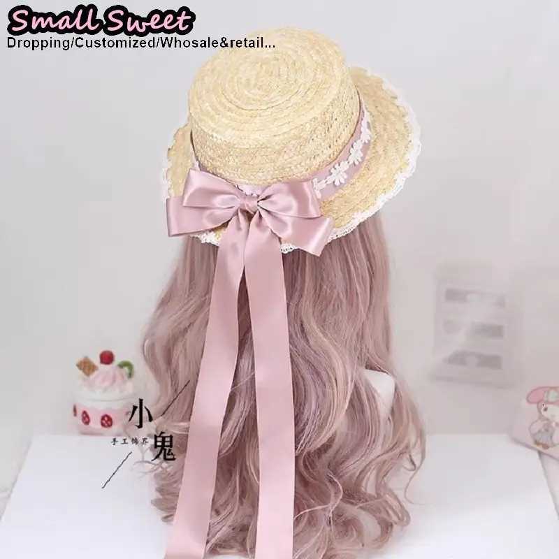 Small Sweet Store Lolita Straw Hat Lolita Princess Lace Bow Ribbon Straw Hat Women Girls Summer Straw Hats Beach Sun Hat H260317 - view 4