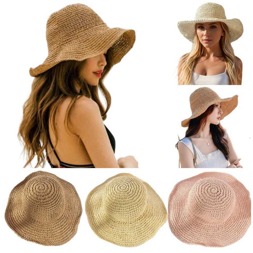 Summer Straw Sun Hat for Woman Foldable Natural Straw Bucket Hat Outdoor Hollw Breathable Fisherman Cap Travel Beach Cap H260317 - view 4