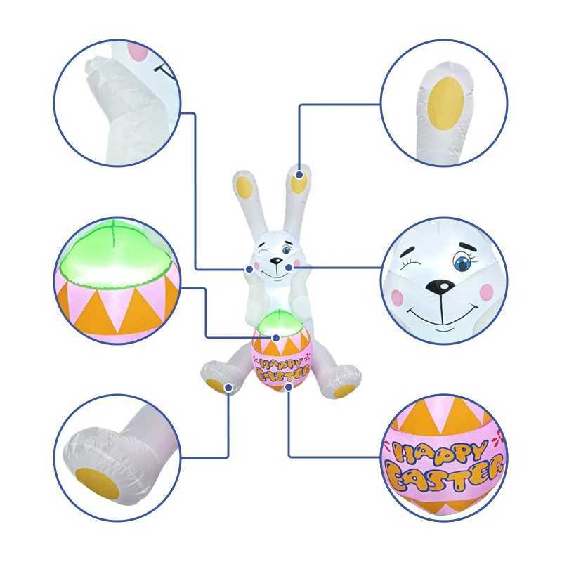 15m/5FT Easter Decoration Inflatable Sitting Rabbit Easter Egg with LED Light Indoor Outdoor Garden Party Scene Layout Ornament H260316
