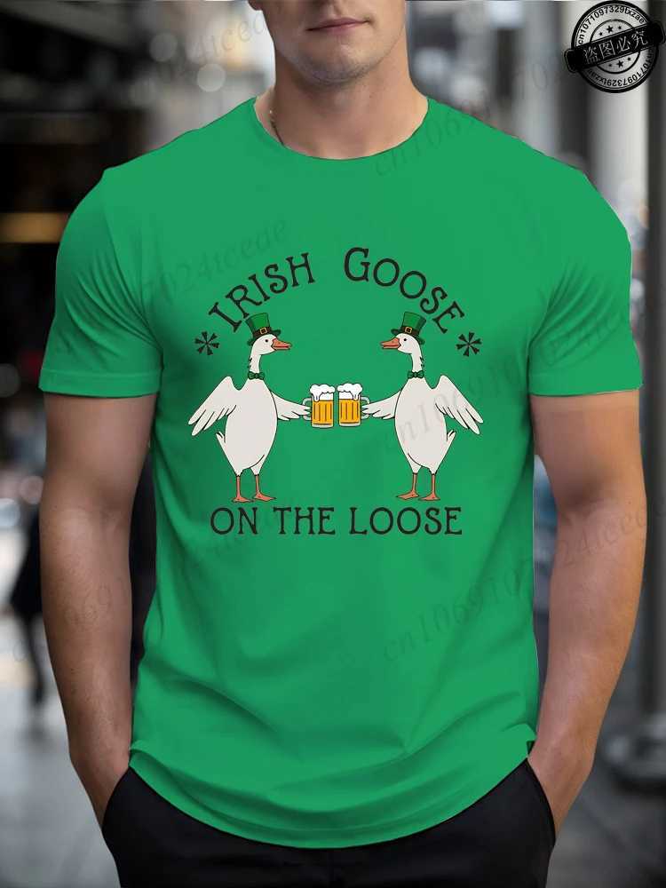 on The Loose Printed Mens T-Shirts ClothingSt PatRicks Day GiftDrinking T-ShirtFunny Irish Tee Tops M260317