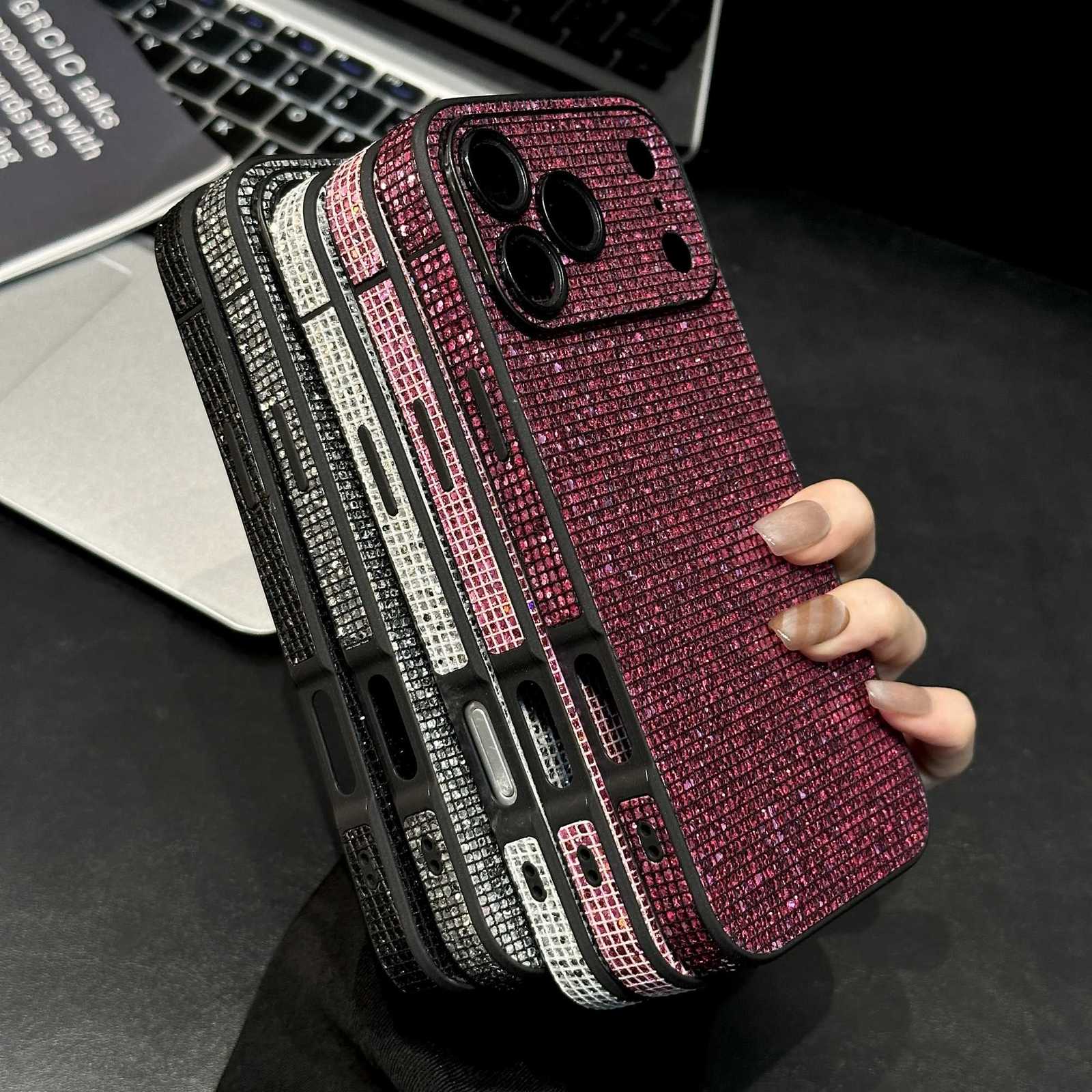 Luxury Shockproof Aurora Glitter Shiny Diamond Case For iPhone 17 16 15 14 13 Pro MAX 17pro Rhinestone Camera Protect Hard Cover C260314