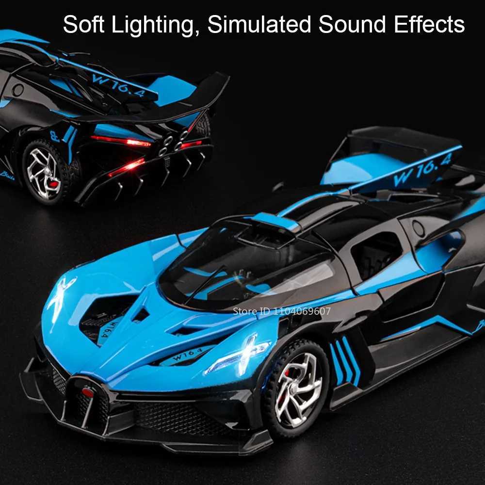132 Bolide Tourbillon Supercar Model Toy Alloy Diecast Pull Back Sound Light Doors Opened Collection Sports Car for Adults Boys D260317