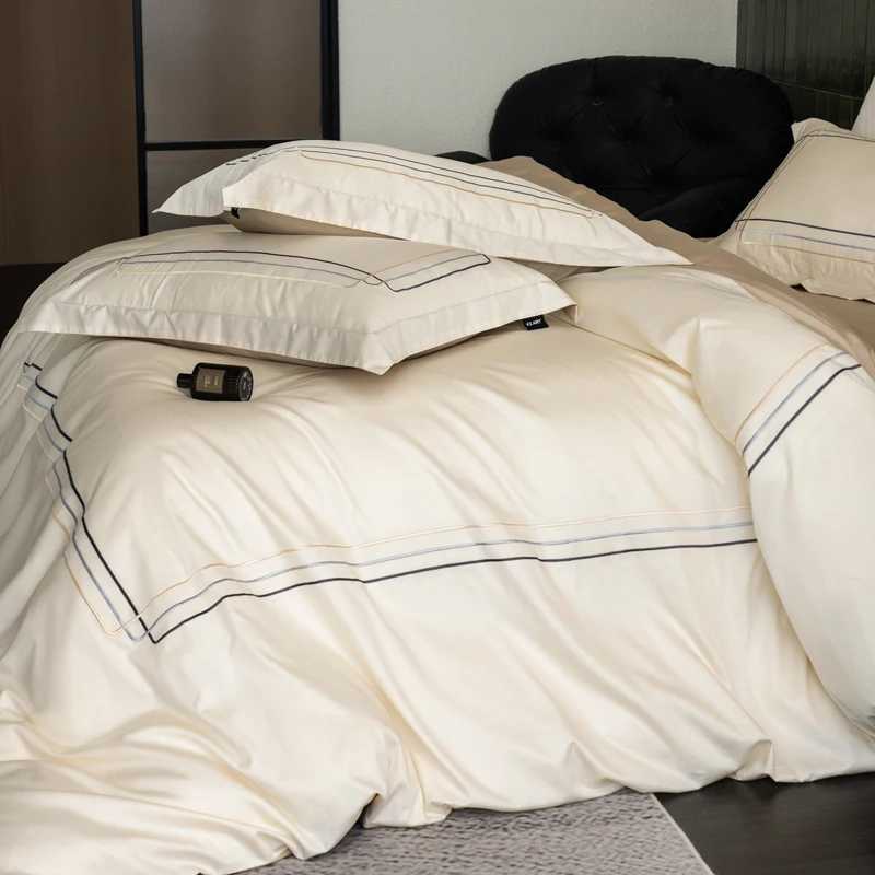 60S Long-Staple Cotton Luxury Embroidery Hotel Style Bedding Set Queen King Size Duvet Cover Flat/Fitted Sheet Pillowcases 4Pcs D260317