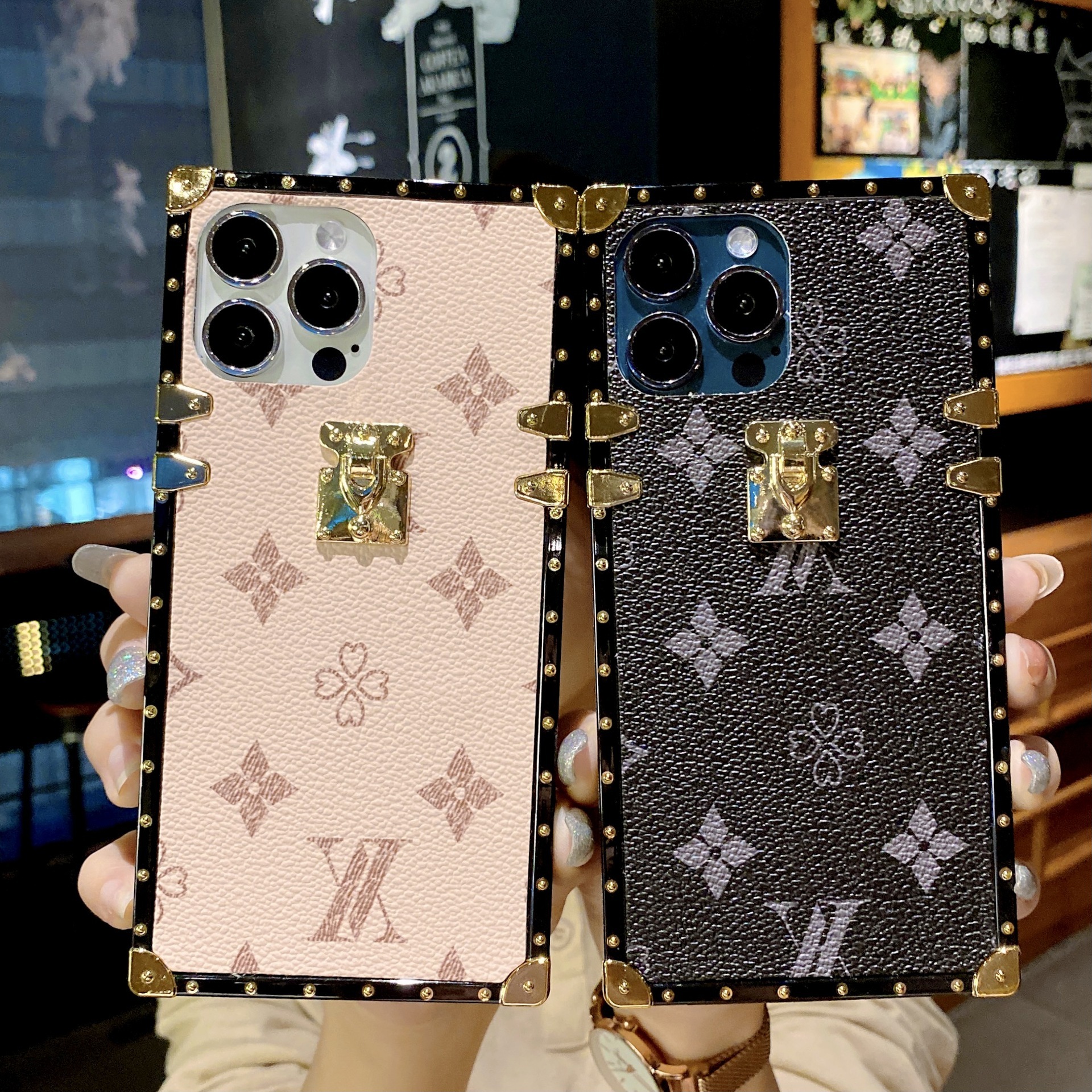 Phone Case Foreign Trade Suitable For iPhone 17 Square Trendy Apple 15 Samsung S25u Classic Fashion Brand Leather Texture
