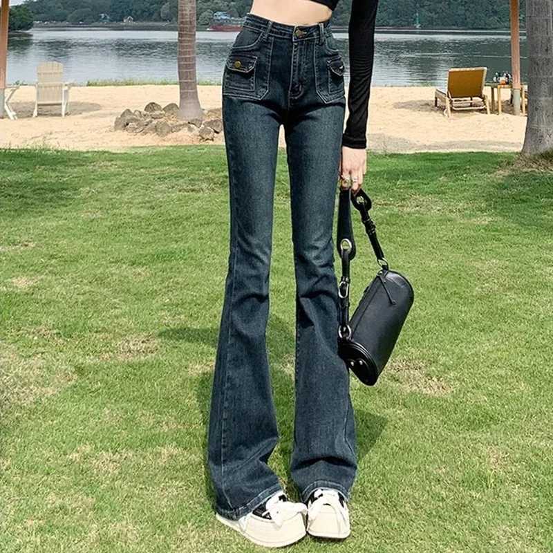 Woman High Waist Aesthetic Grunge Jeans Female Streetwear Y2kSlim Fit Wide Leg Pants s Vintage Gothic Pink Denim Trousers M260317