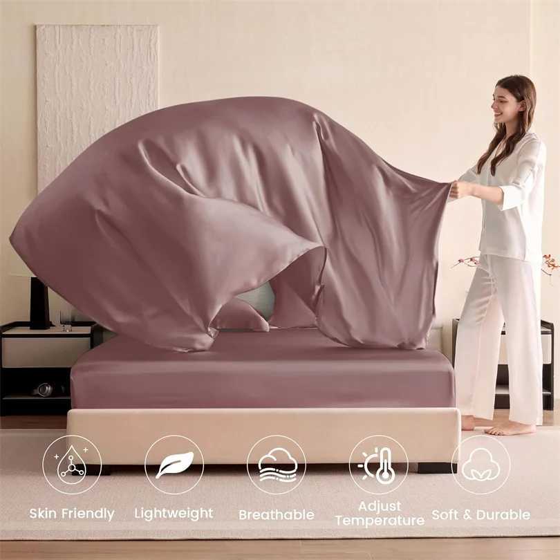 1pc Mulberry Silk Flat Bed Sheet Ultra Soft Comfortable Bedsheet Luxury Smooth Top Sheets Bed Linen 160/200/245/270cm Bed Cover D260317