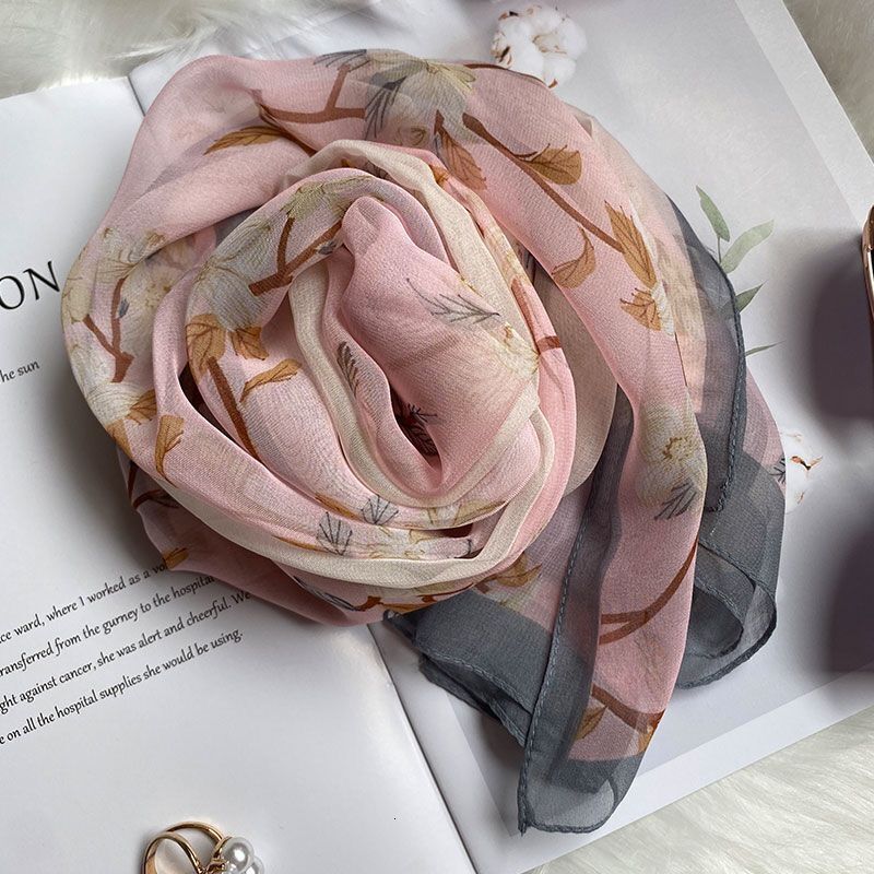Summer Thin Scarf For Women High-End Mulberry Silk Long Versatile Fashionable Shawl Gauze Scarf Beach Towel