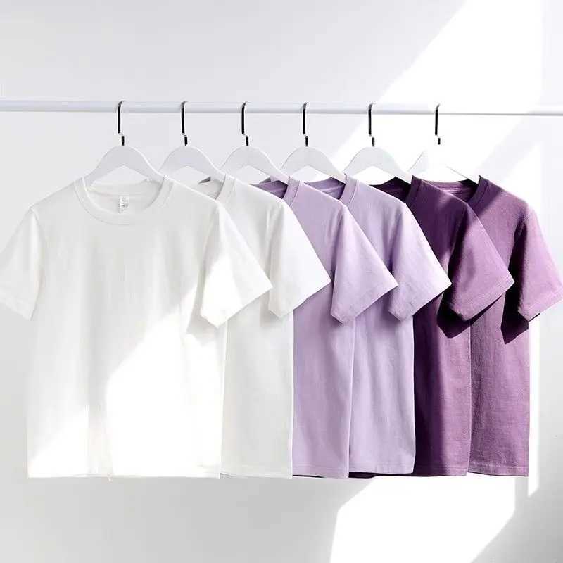 Mens and Womens T-shirts 300G Heavy Gray Round Neck Short-sLeeved T-shirts Womens Basic Pure Cotton Simple M260317