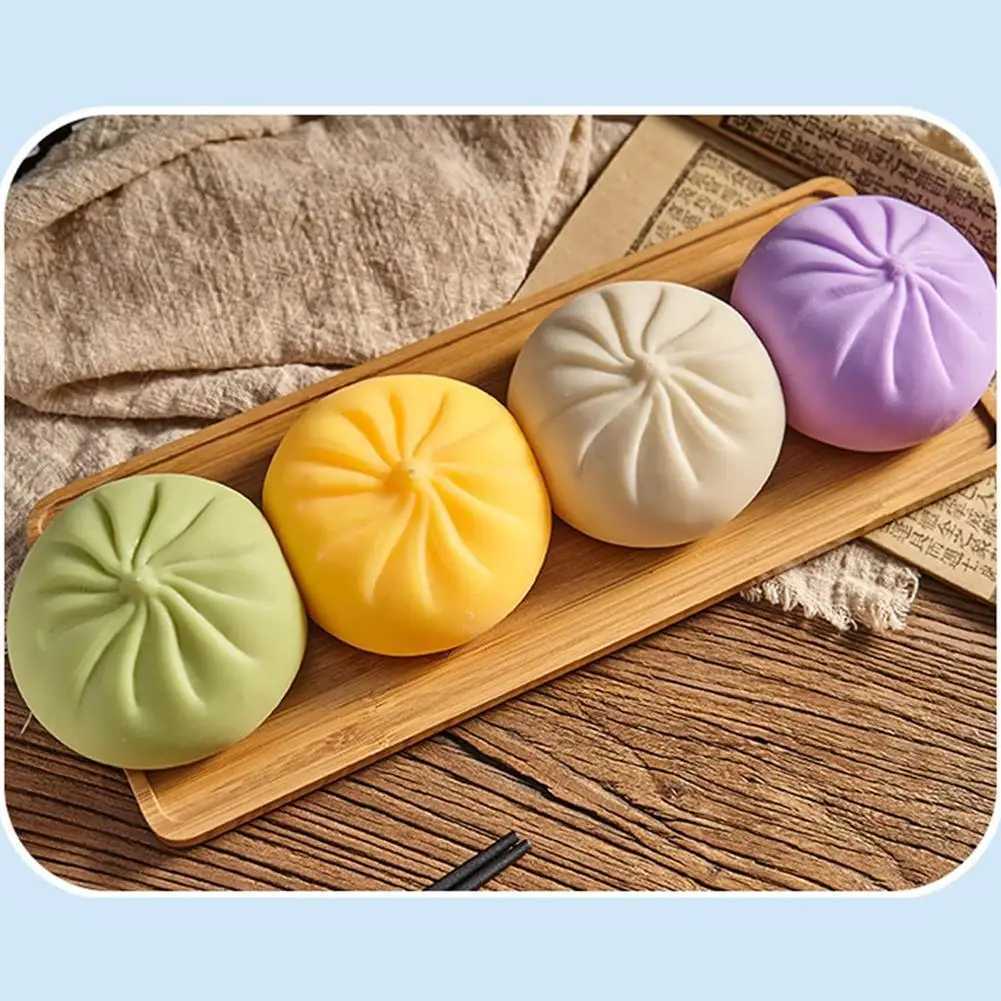 Colorful Dumpling Squishes Stress Balls Fidget Sensory Toys Simulation Food Squishies Bun with Steamer Squeeze Dough Ball Gifts H260324