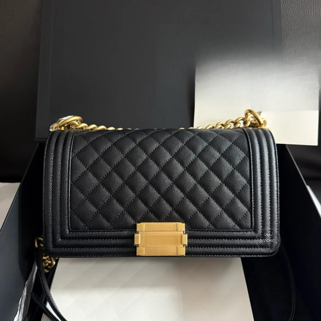 Luxury Designer Caviar Leather Quilted Flap Bag Women Chain Shoulder Crossbody Messenger Handbag