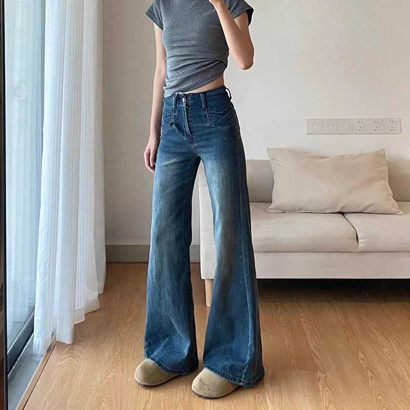 Classic Fashion s High Waist Jeans Lady Korean Solid Casual Denim Trousers Women Retro Slim Fit Straight Leg Pants M260317