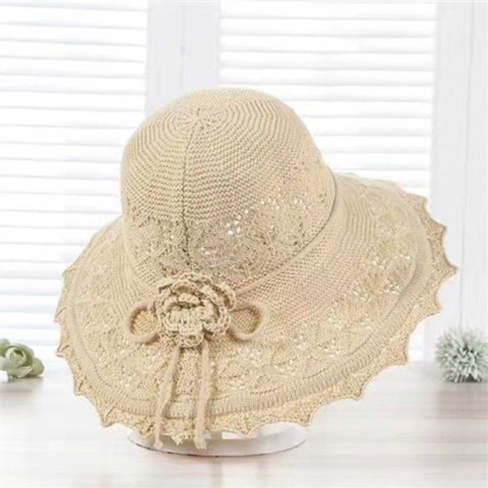 Portable Summer Sun Hat For Women Trendy Hook Flower Large Eave Straw Hat Foldable Beach Wide-brimmed Hat Elegant Bucket Hat 1pc H260317 - view 5