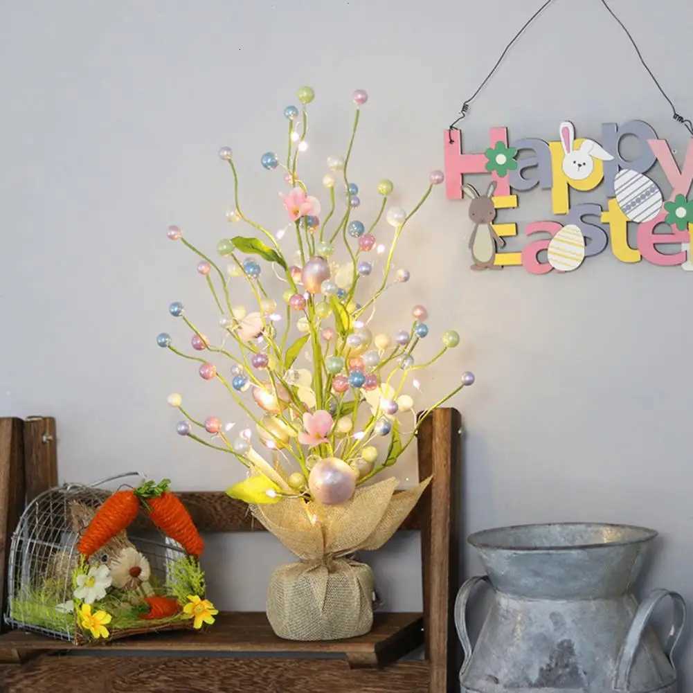 Easter Egg Tree braches Artificial flower Easter Egg Tree Battery Powered Easter Light String LED Light Tabletop Decoration H260316