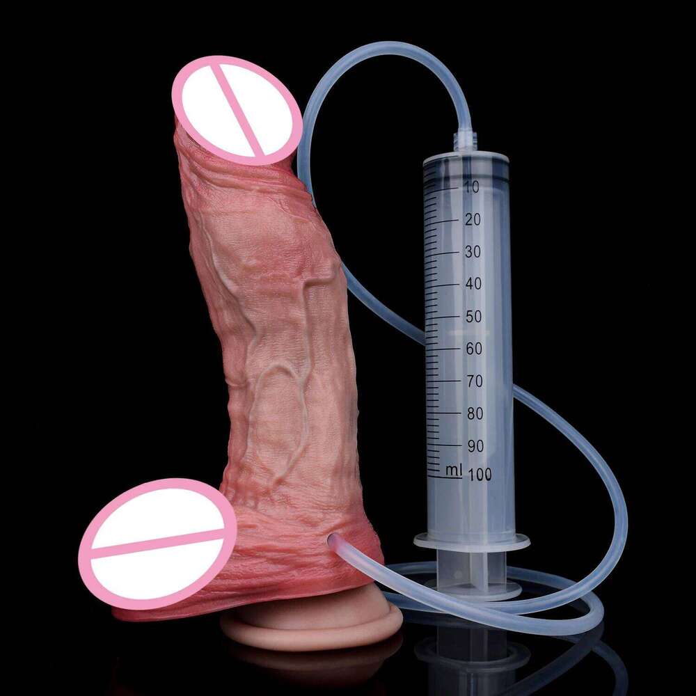FAAK Double Layer Silicone Ejaculating Lifelike Penis With Sucker Squirting Realistic Dildo Sex Toys G-Spot Anal Prostate Play 26H0317