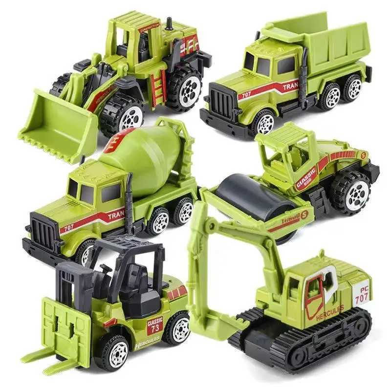 6pcs/set Educational Toys Alloy Plastic Engineering Truck Car Construction Model Vehicle Loader Tractor Excavator For Kid Gifts D260317