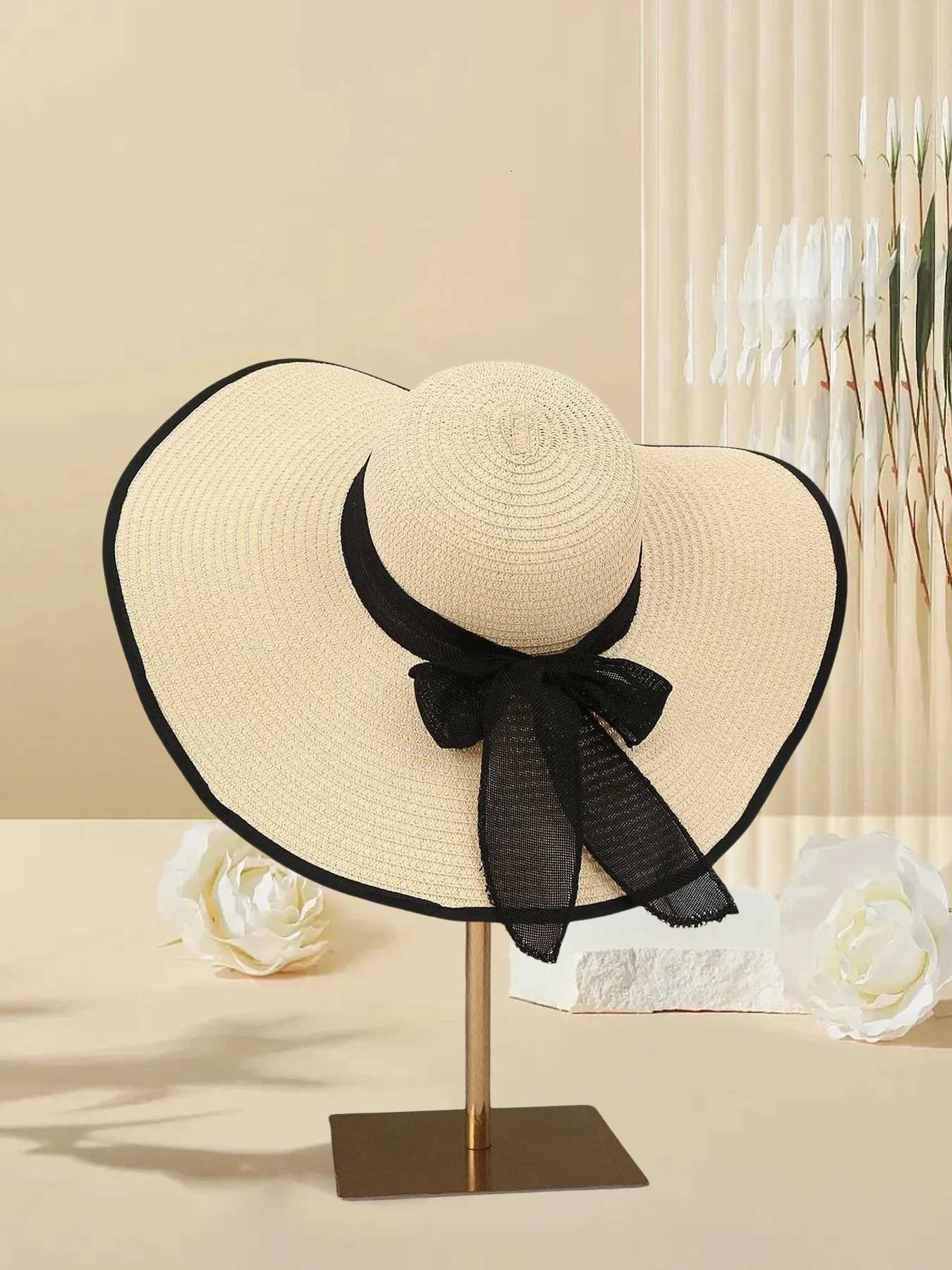 Beach Vacation Straw Hat Summer New Womens Large brimmed Sunscreen Hat Fashion Versatile Foldable Bow Beach Hat H2603171 - view 4