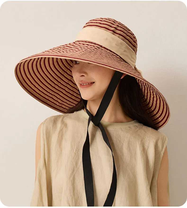 Large-brim Womens Summer Outdoor Sun Hat Foldable Sun Hat Woven UPF 50 Sun Protection H260317 - view 4