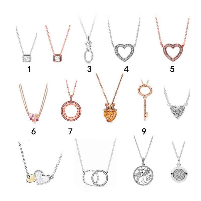 Designer Necklace for Women S925 Silver Plated Heart Double Circle Pendant Necklaces White Copper Finished Necklaces Women's Clavicle Sweater Chain