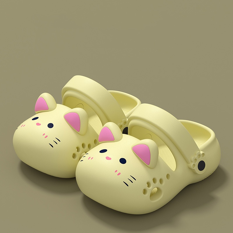 Kids Clogs Kawaii Cat Shoes Non-Slip Kids Shoes Soft EVA Slippers Lightweight Kids Clogs Pool Shower Slippers Indoor Outdoor Slippers Baby Girls Boys 