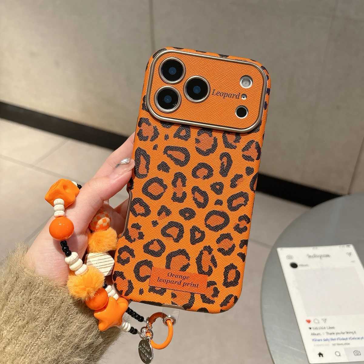 Stylish Orange Leopard Print Phone Case Cpatible with iPhone 17 17 Pro 17 Pro Max 16 15 14 and Pro Max Soft Case C260314
