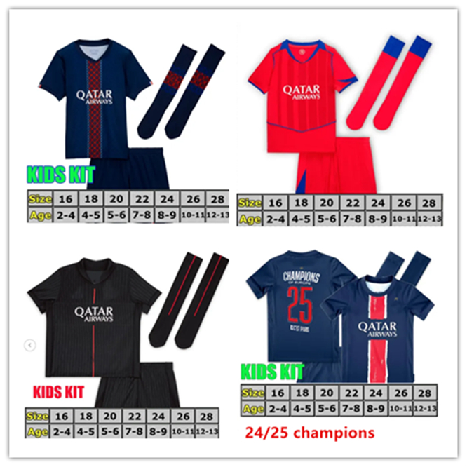 Paris soccer jerseys 2025 2026 MBAPPE N.Mendes M.ASENSIO Lee Kang In Maillots football shirt 25 26 Paris kids kit with socks uniform enfants maillot de foot PSGES
