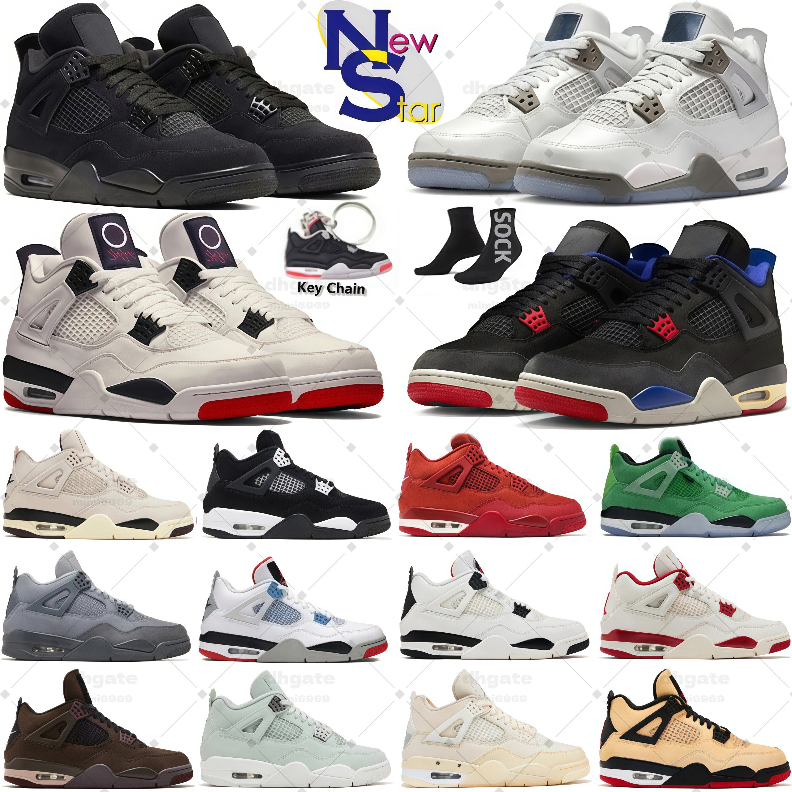 Designer 4 Basketball shoes for men women Black Cat Military Sail Thunder White Oreo Cool Grey Varsity Red Bred 4s Sneakers shoe University Blue