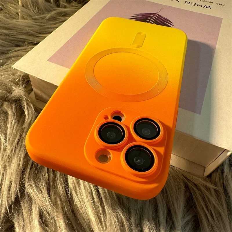 Luxury For Wireless Charge Gradient Pattern Phone Case For iPhone 17 11 12 13 14 15 16 Pro Max Magnetic Silicone Cover C260314