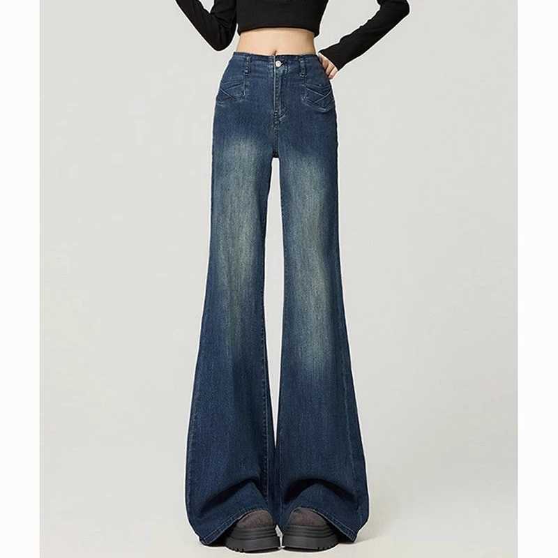 Classic Fashion s High Waist Jeans Lady Korean Solid Casual Denim Trousers Women Retro Slim Fit Straight Leg Pants M260317