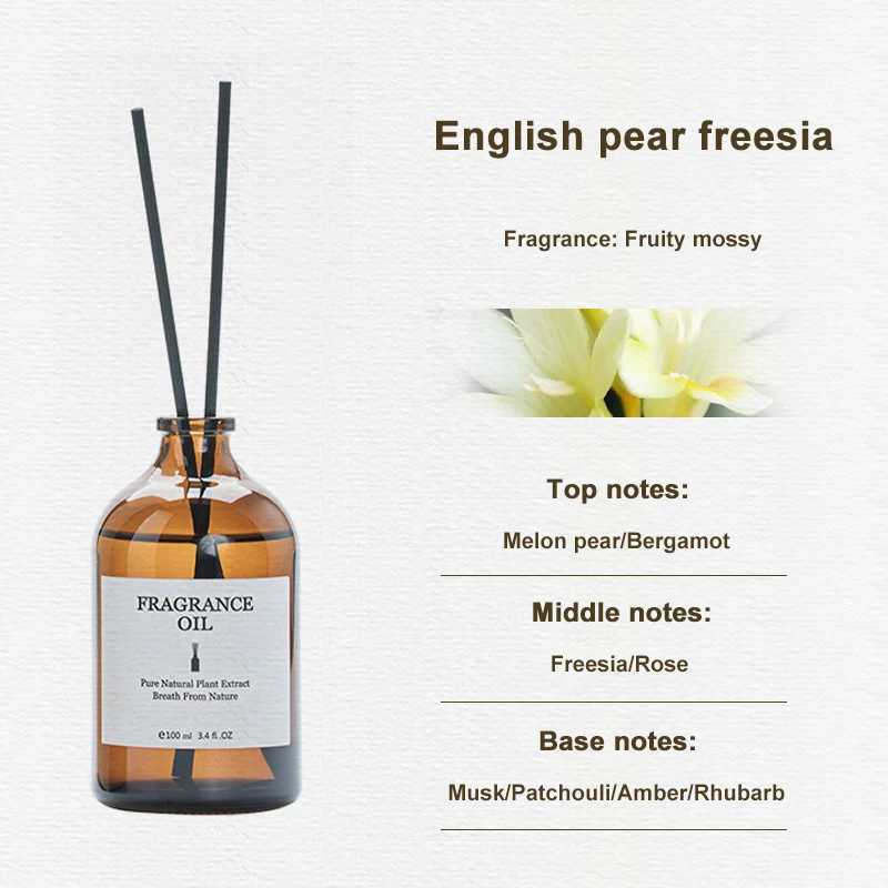 100ml Hotel Aromatherapy Essential Oil White Tea Rose Bedroom Lasting Fragrance Freesia Bathroom Deodorizes Reed Diffuser D260317