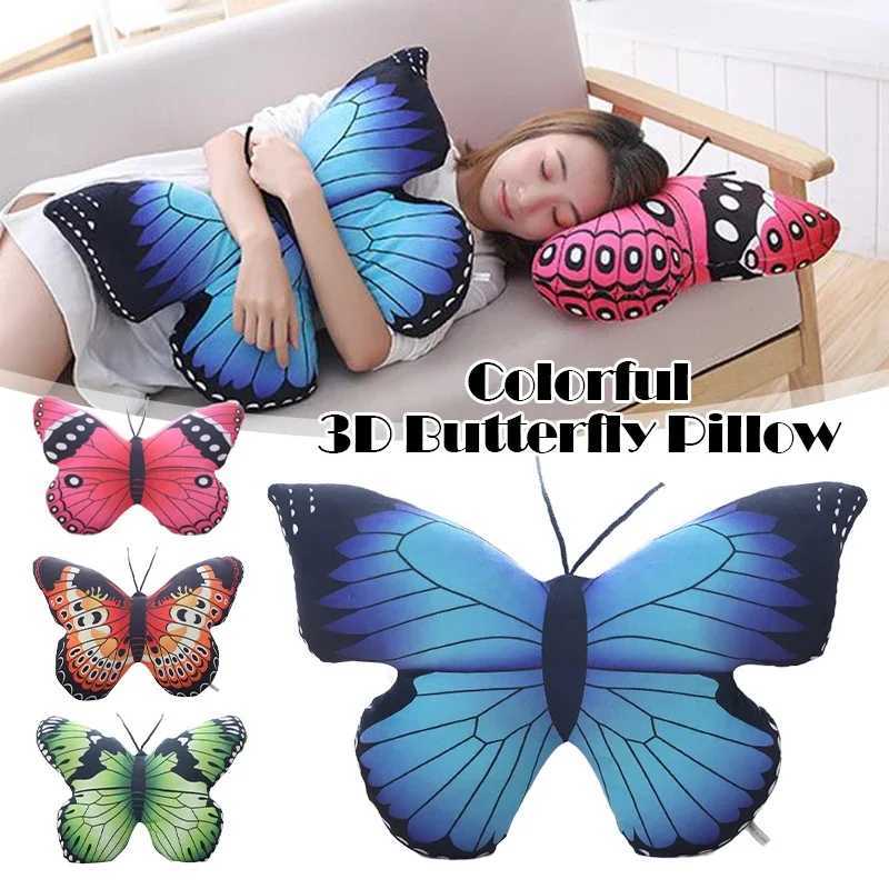 3D Butterfly Pillow Colorful Decorative Animal Throw Pillows Print Accent Pillow Stuffed Cushion Bed Bedroom Couch Home Textile D260317