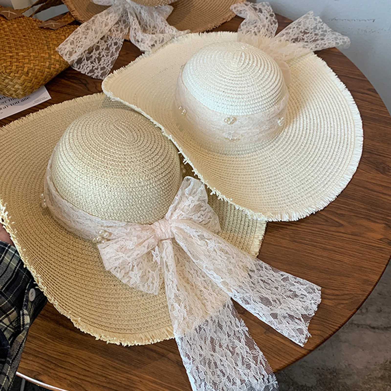 Summer Beach Straw Sun Hat Cool Beach Hat With Wide Brim Ribbon Designs Sun Protection For Women Outdoor Beach Vacation Travel H260317 - view 7