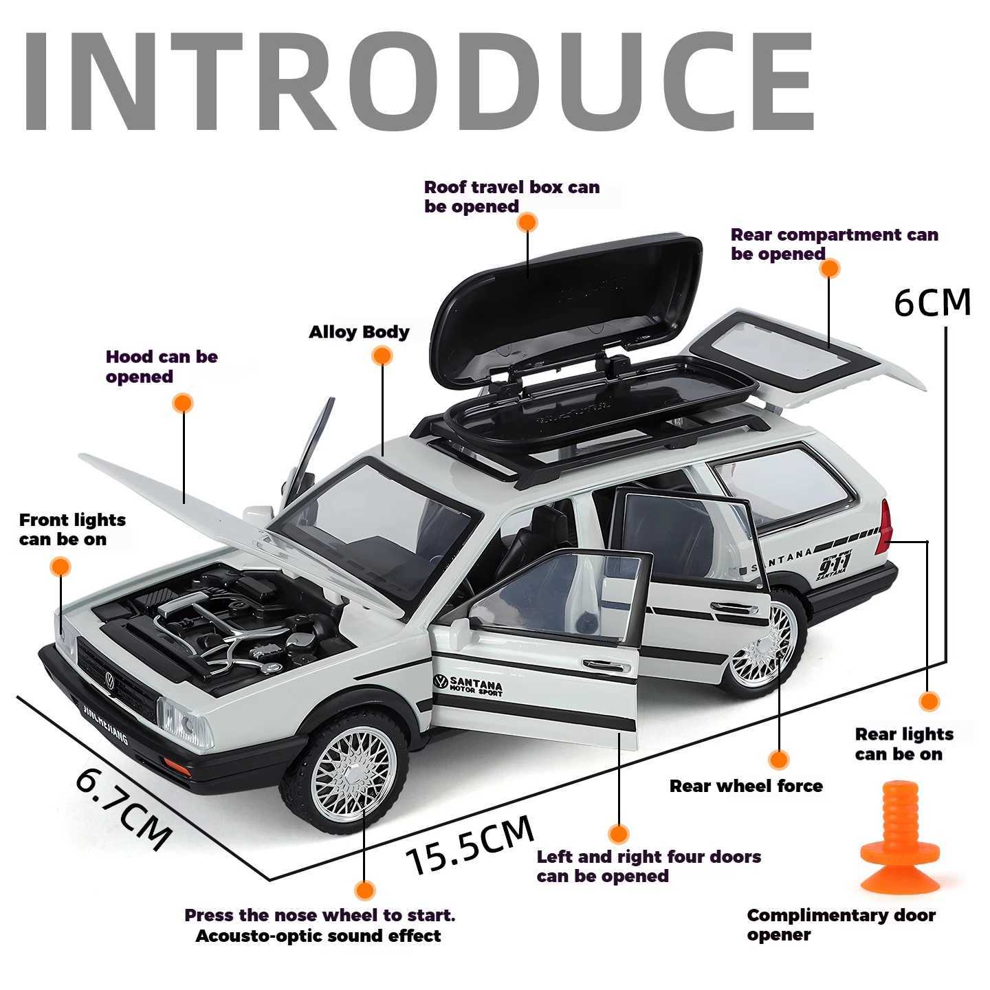 1/32 VolksWagenwerk Santana Wagon Alloy Metal Diecast Model Sound Light Toy Trendy Decoration Ornament Birthday Gift For Kids D260317