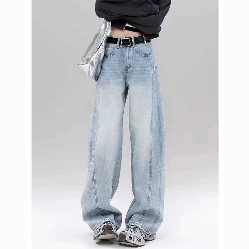 Women Korean Loose Fit Jeans s Classic Ins Fashion Denim Pants Lady Comfortable High Waist Straight Leg Trousers M260317